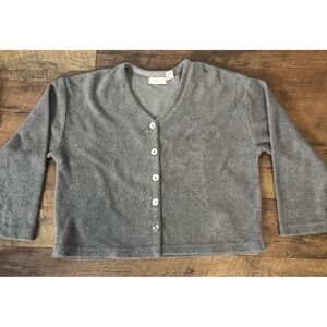 J Jill Cozy Knit Cardigan Gray Button Front Cardigan  Size L